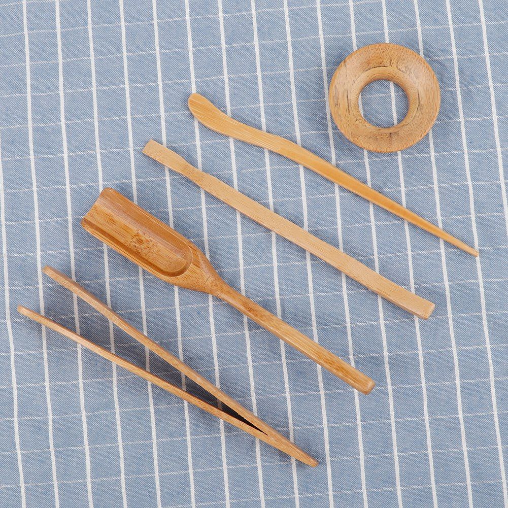 Tea Clip Tea Needle, Tea Clip, Tea Shovel Tea Leaks Bamboo five Piece Suit Tea view 3
