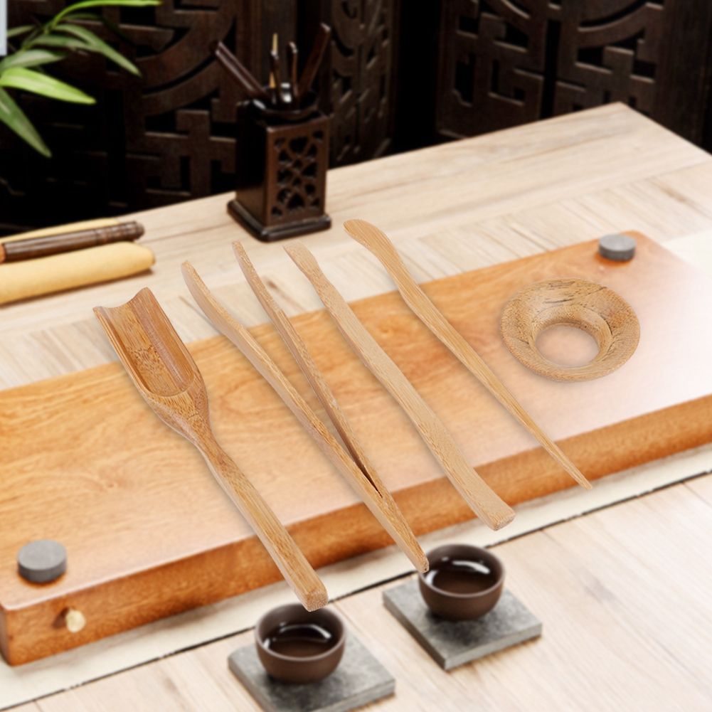 Tea Clip Tea Needle, Tea Clip, Tea Shovel Tea Leaks Bamboo five Piece Suit Tea view 6