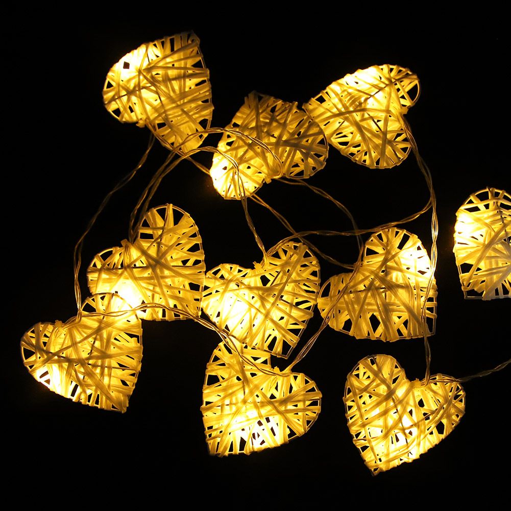 10LED Warm Romantic Heart Shaped Rattan Ball Ornament Light String Home Party view 4