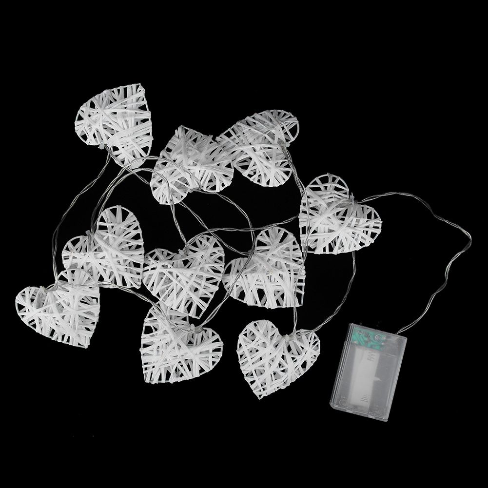 10LED Warm Romantic Heart Shaped Rattan Ball Ornament Light String Home Party view 6