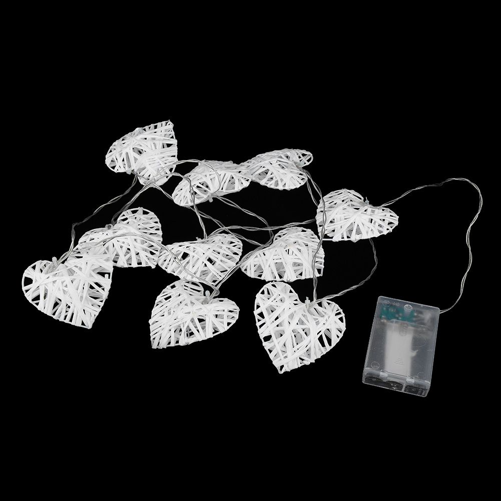 10LED Warm Romantic Heart Shaped Rattan Ball Ornament Light String Home Party view 7
