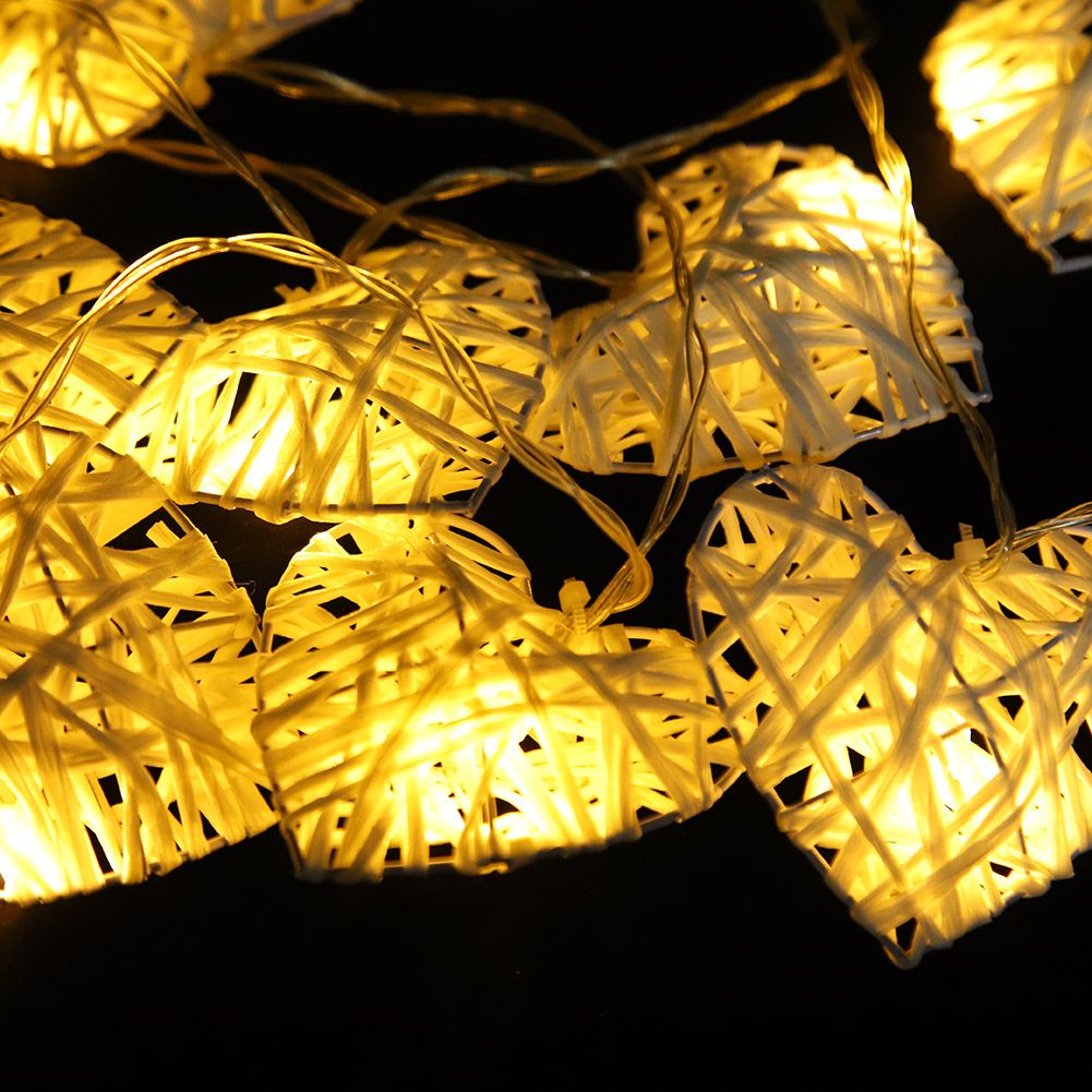 10LED Warm Romantic Heart Shaped Rattan Ball Ornament Light String Home Party view 9