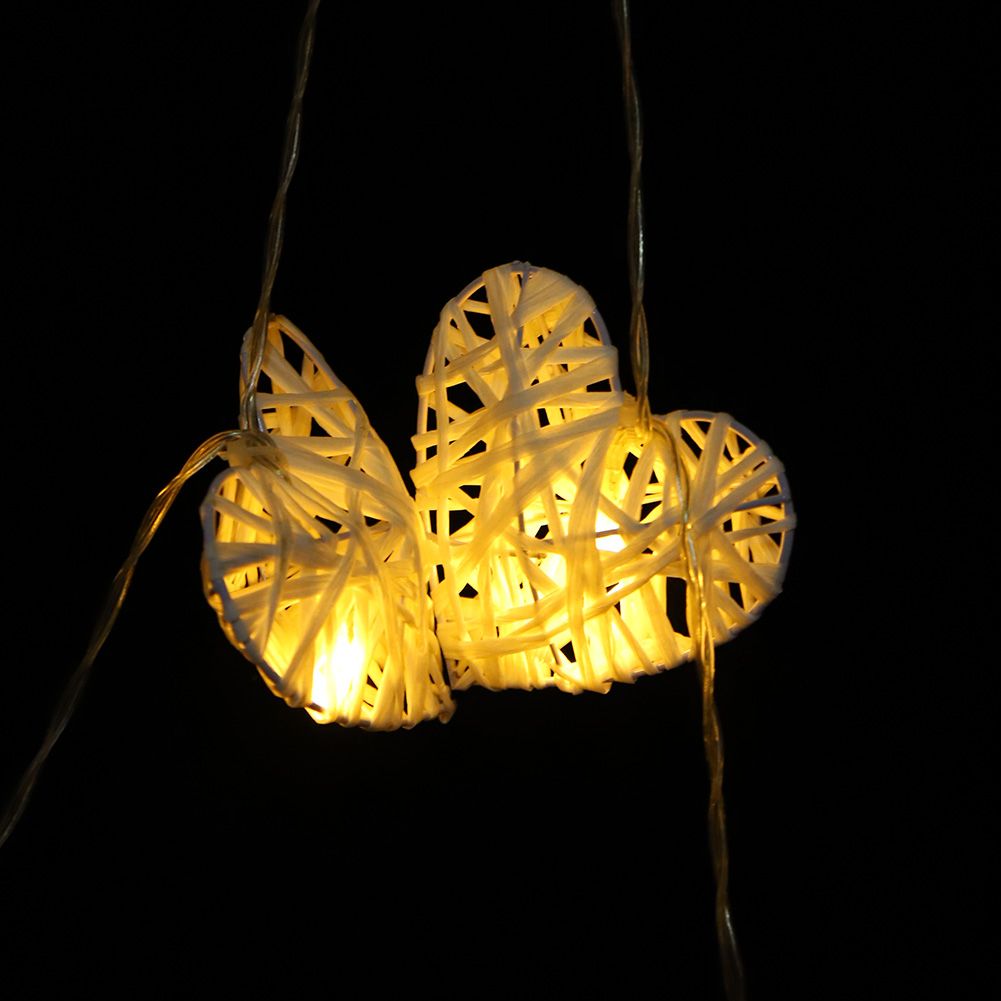 10LED Warm Romantic Heart Shaped Rattan Ball Ornament Light String Home Party view 10