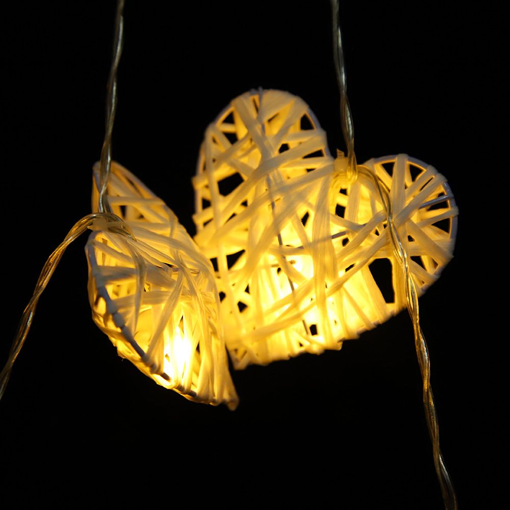 10LED Warm Romantic Heart Shaped Rattan Ball Ornament Light String Home Party view 11