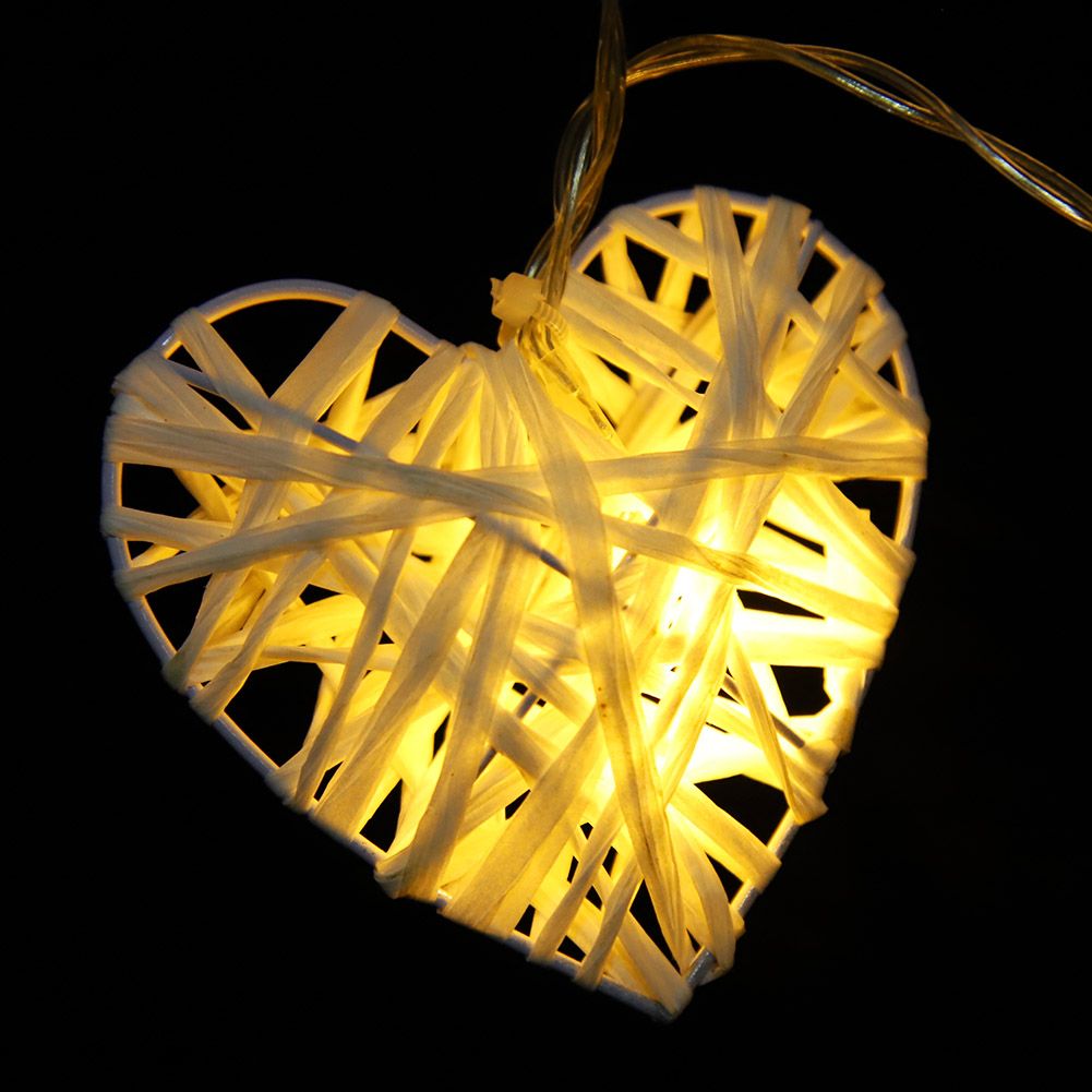 10LED Warm Romantic Heart Shaped Rattan Ball Ornament Light String Home Party view 12