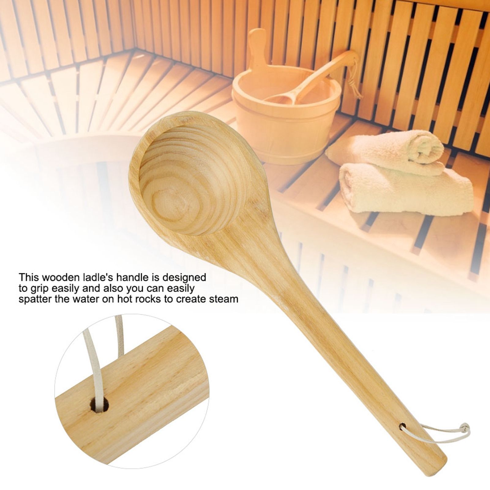 Sauna Single Spoon Handmade Spoon,Sauna Accessories,Sauna Water Dipper Spoon view 7