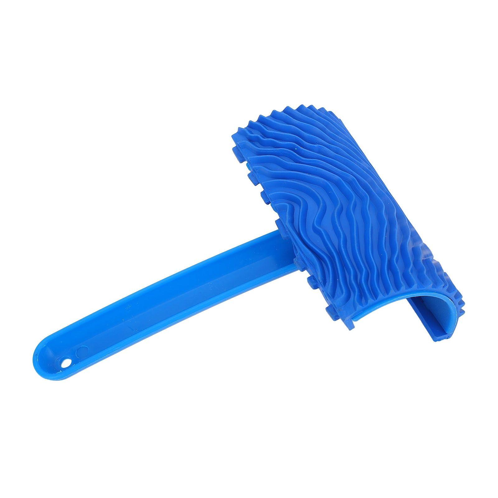 Blue Rubber Wood Grain Effect Paint Roller with Handle DIY Wall Decoration Tool