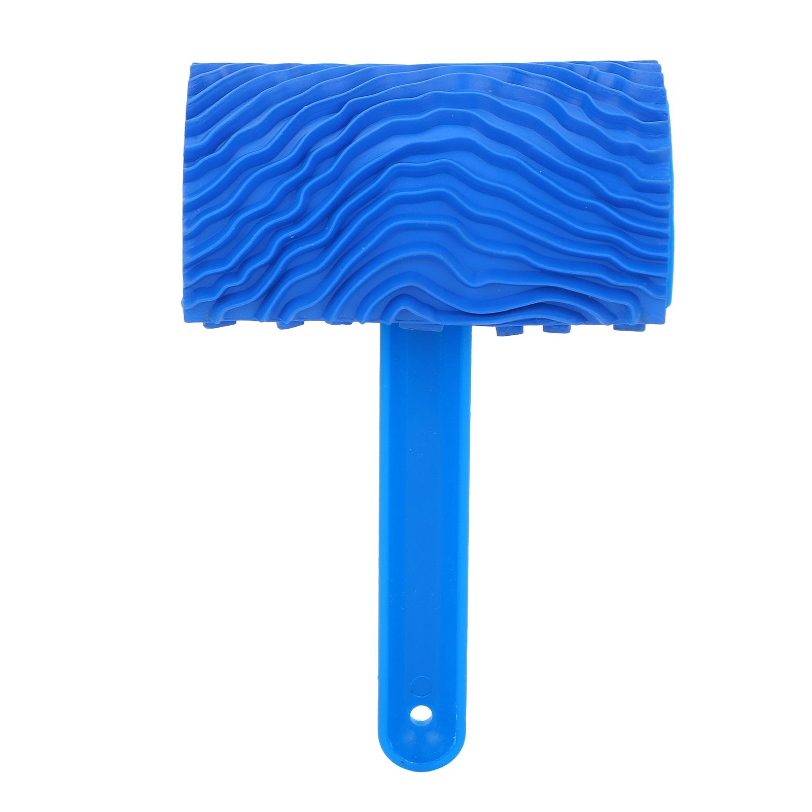 Blue Rubber Wood Grain Effect Paint Roller with Handle DIY Wall Decoration Tool view 2