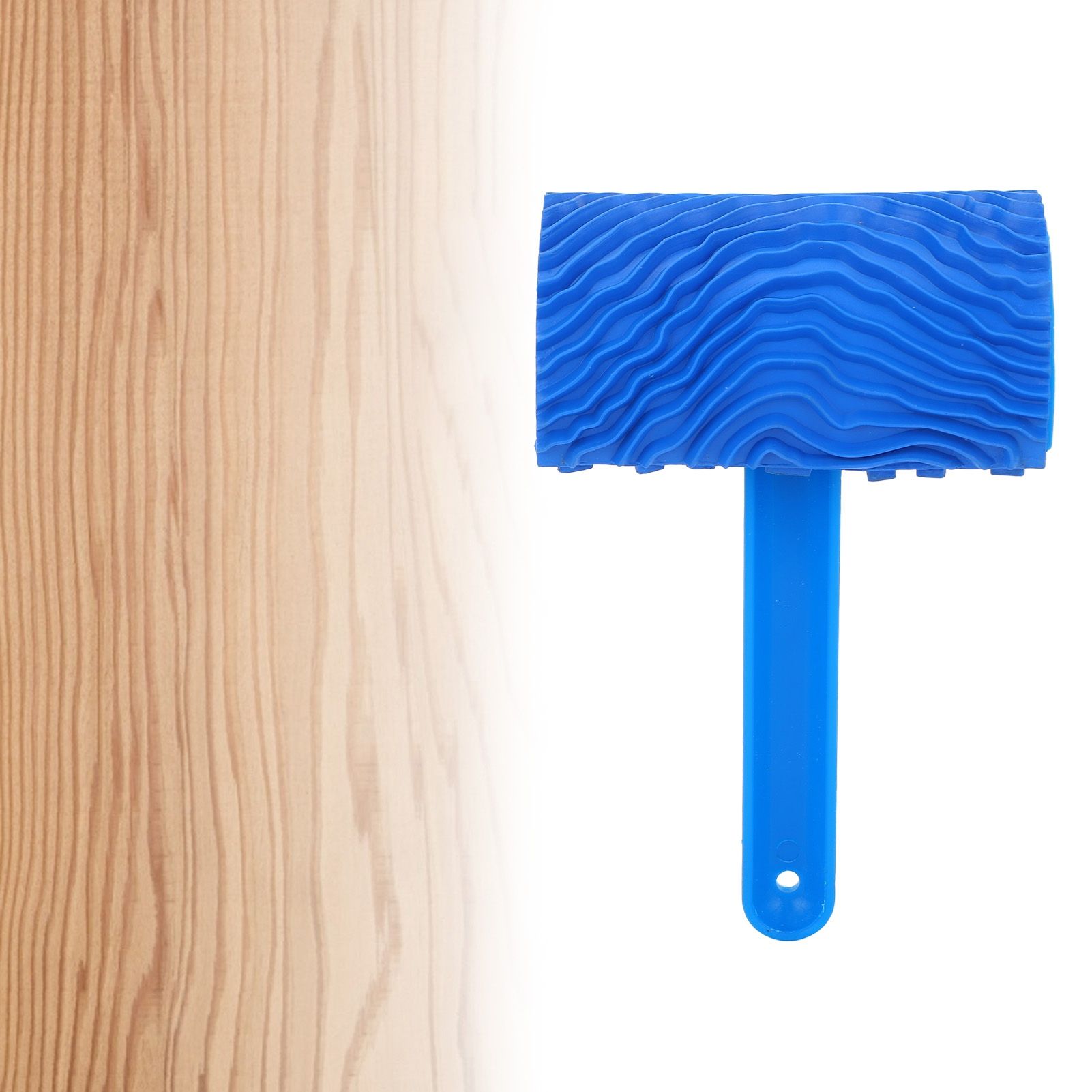 Blue Rubber Wood Grain Effect Paint Roller with Handle DIY Wall Decoration Tool view 11