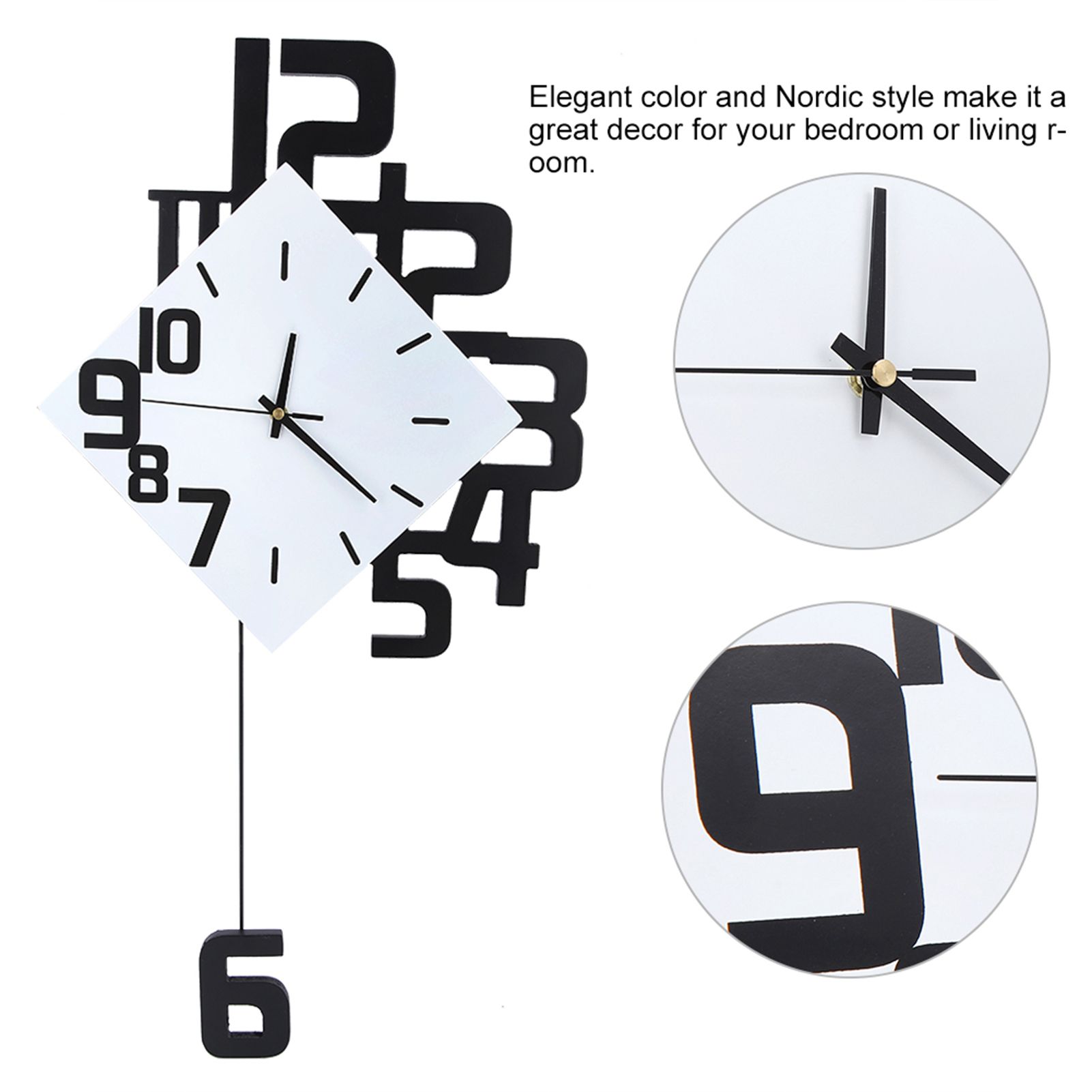 Nordic Style Wrought Iron Wall mounted Clock Hanging Wall Clock Living Room Bar view 9