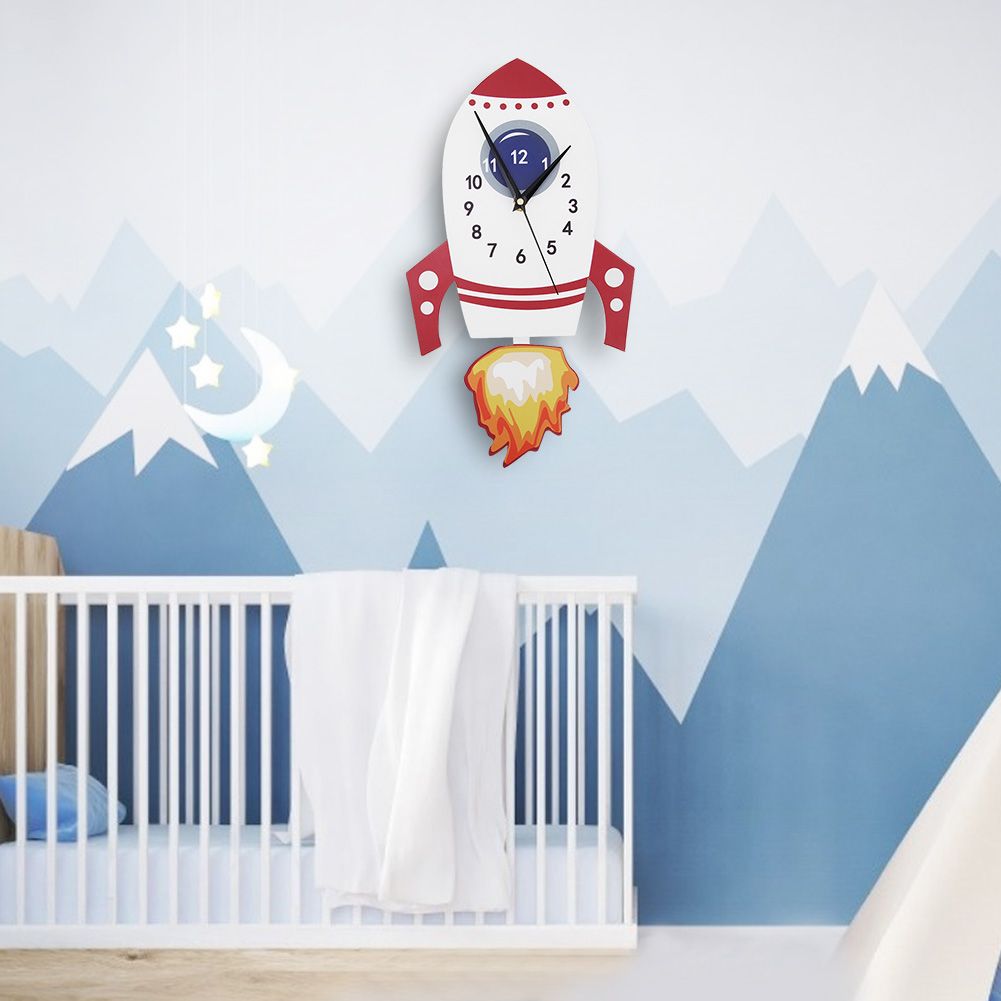 Cartoon Mute Wall Clock Kids Unique Gifts Pendulum Children's Bedroom DIY view 3