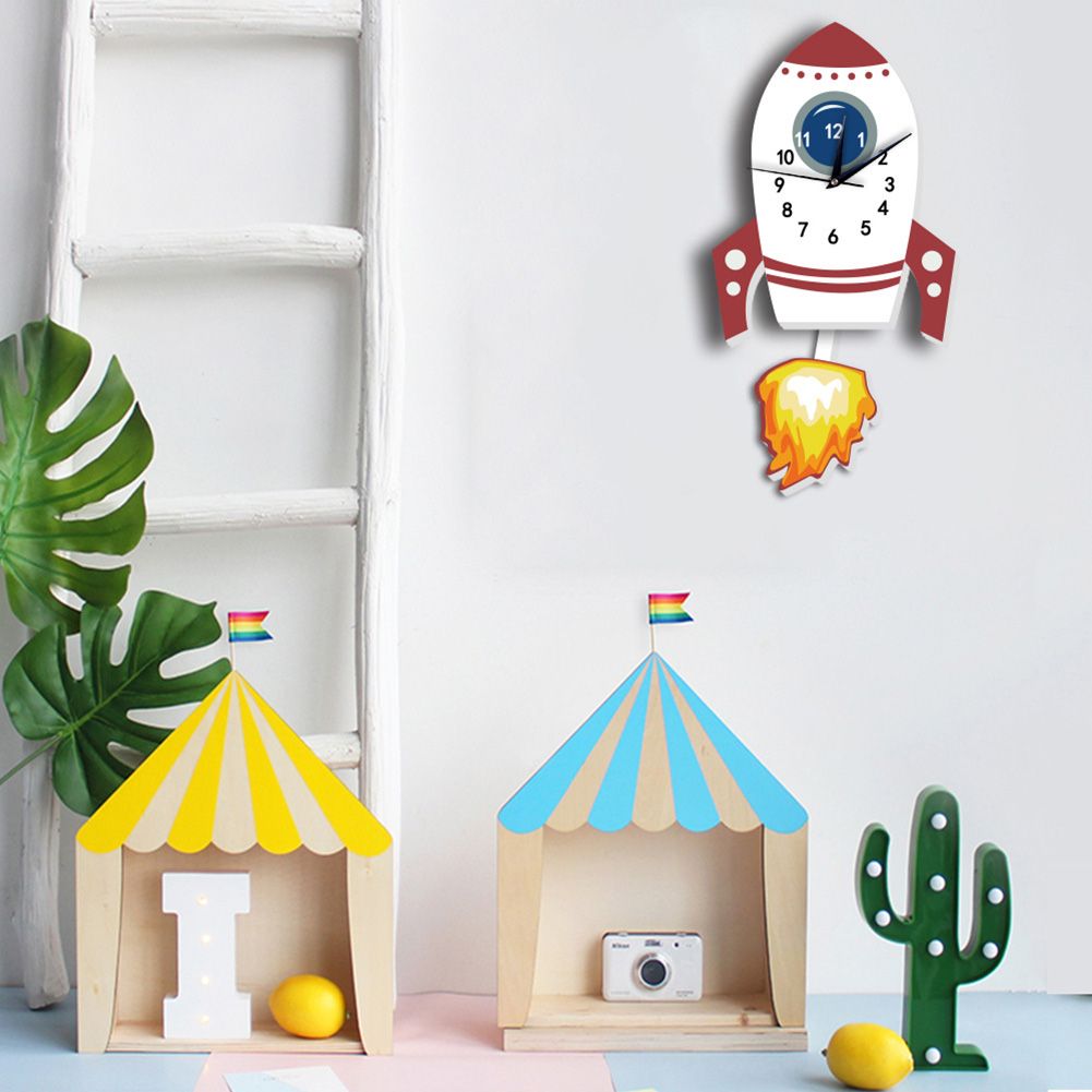 Cartoon Mute Wall Clock Kids Unique Gifts Pendulum Children's Bedroom DIY view 4