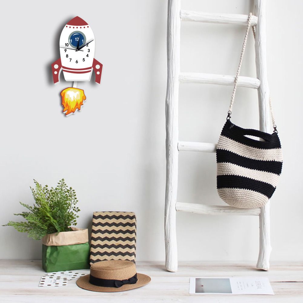 Cartoon Mute Wall Clock Kids Unique Gifts Pendulum Children's Bedroom DIY view 5