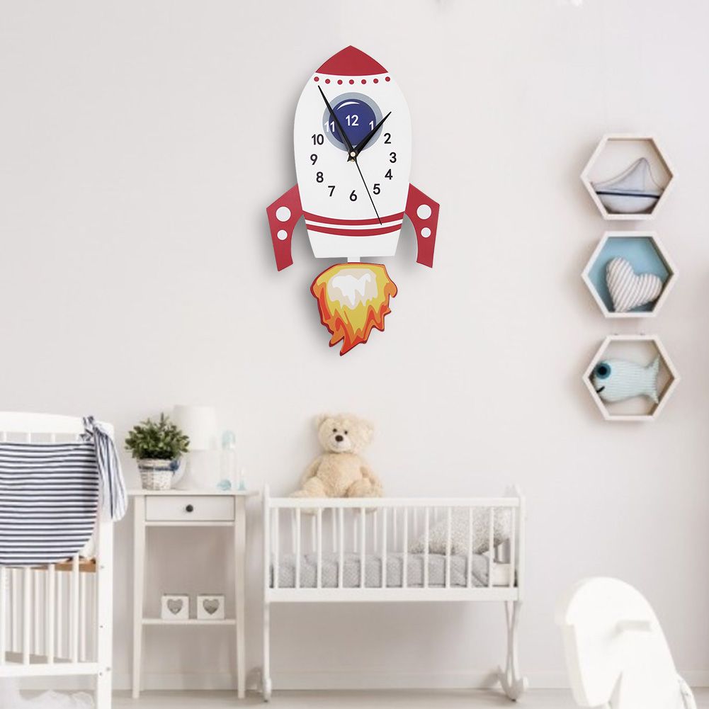 Cartoon Mute Wall Clock Kids Unique Gifts Pendulum Children's Bedroom DIY view 6