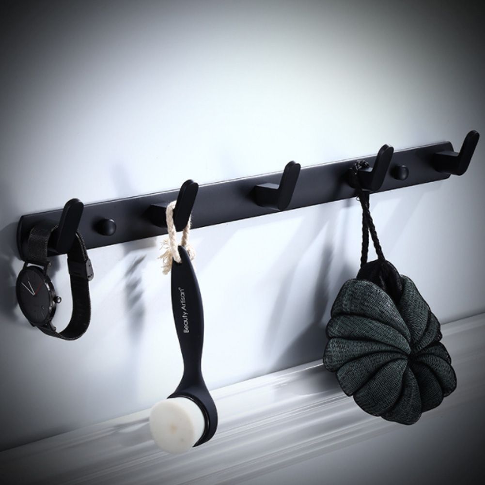 Stainless Steel Wall 4-Hook Hanger Coat Bag Towel Rack Organizer for Bathroom