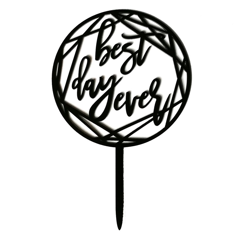 JM00143 Acrylic Black Celebration Cake Topper Party Cake Insert for Wedding view 2
