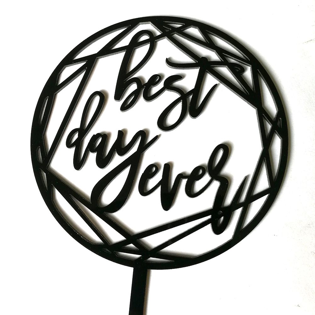 JM00143 Acrylic Black Celebration Cake Topper Party Cake Insert for Wedding view 3