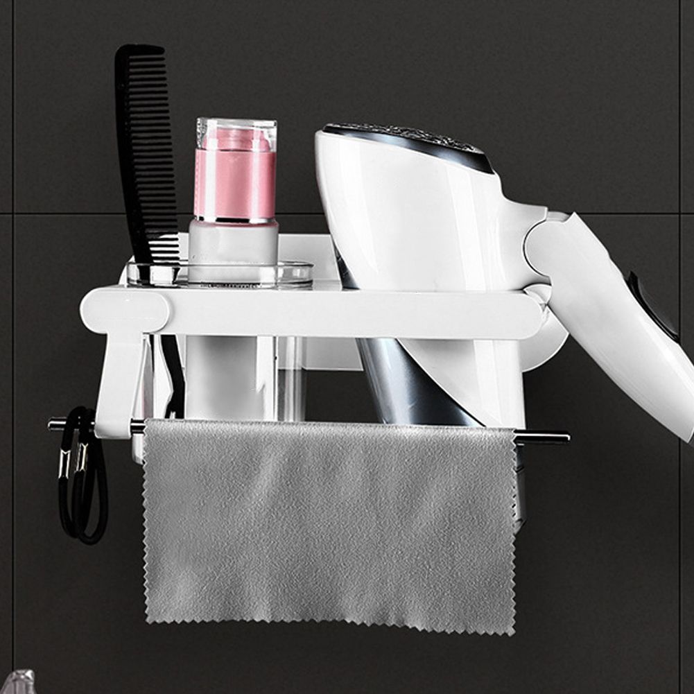 Multifunctional Wall Mounted Bathroom Comb Towel Hair Dryer Storage Rack view 5