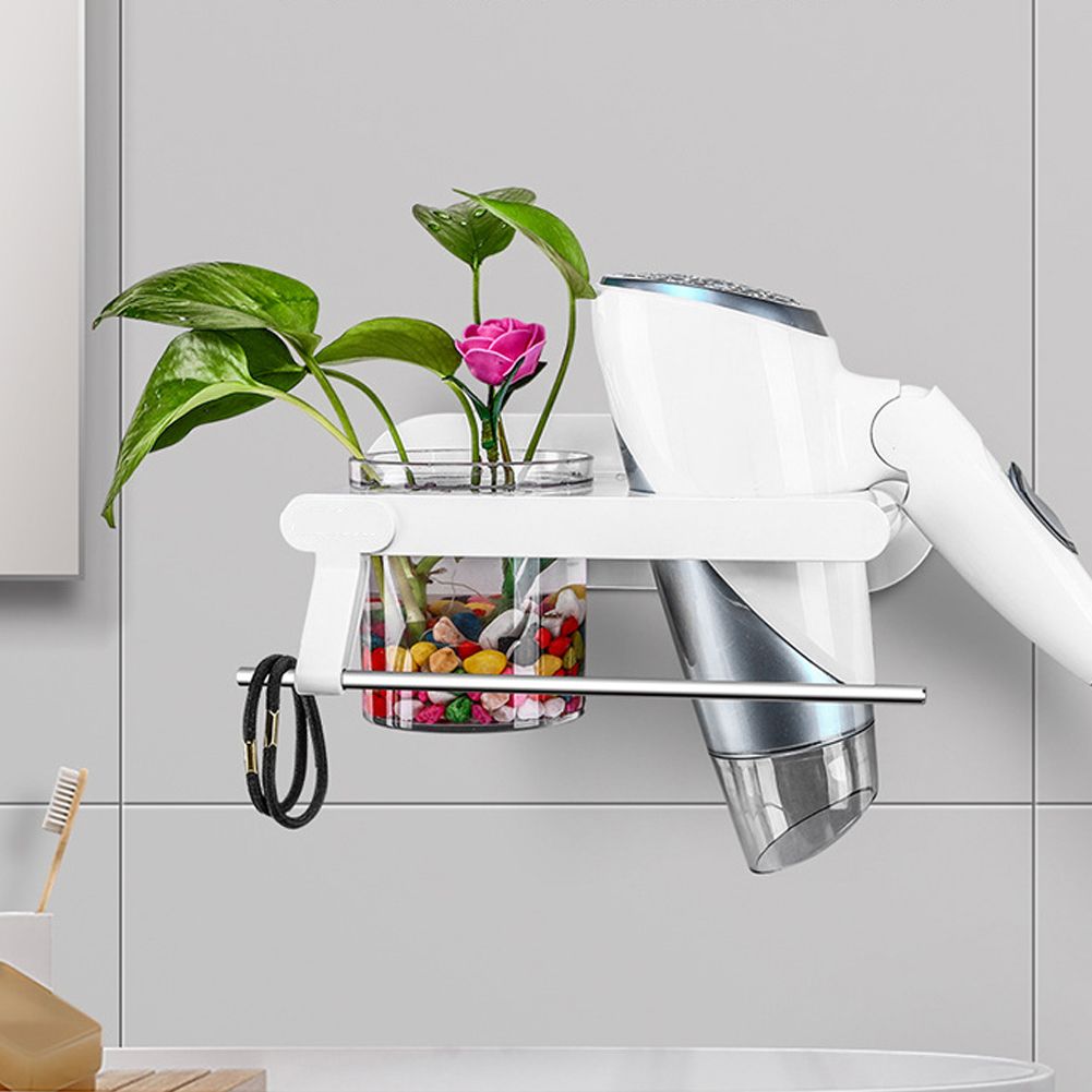 Multifunctional Wall Mounted Bathroom Comb Towel Hair Dryer Storage Rack view 6