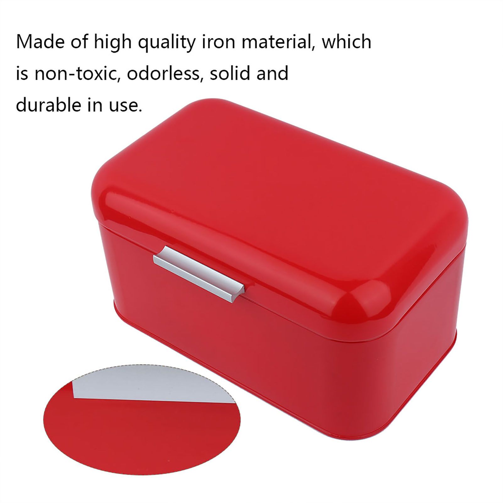 Solid Color Retro Metal Bread Bin Box Large Capacity Kitchen Storage Container view 7