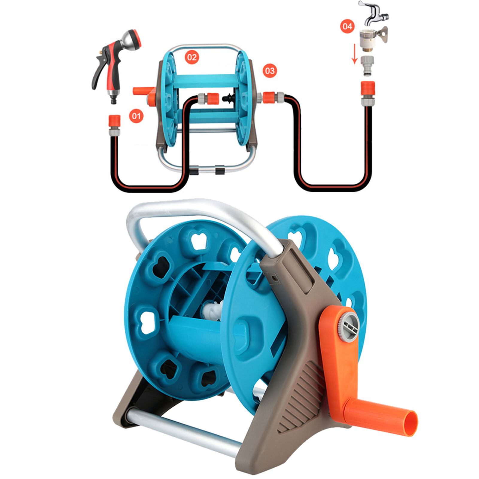 G1/2 Water Pipe Garden Watering Trolley Reel Hose Rack Storage Holder Rack view 4