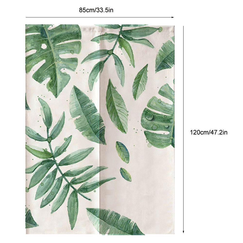 Japanese Style Green Leaves Printed Kids Doorway Curtain Bedroom Divider view 8