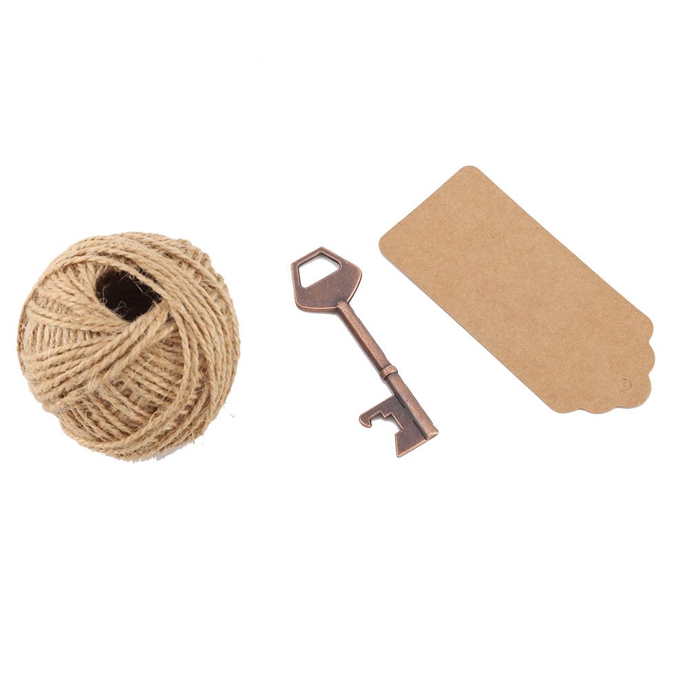 Key shaped Bottle Opener with Tag Card Twine for Wedding Guests Gift Party — image 1