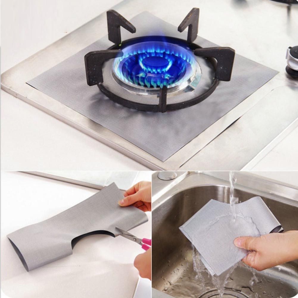 6 Pcs/set Reusable Fiberglass Gas Stove Protector Protective Mat Pad Kitchen view 3