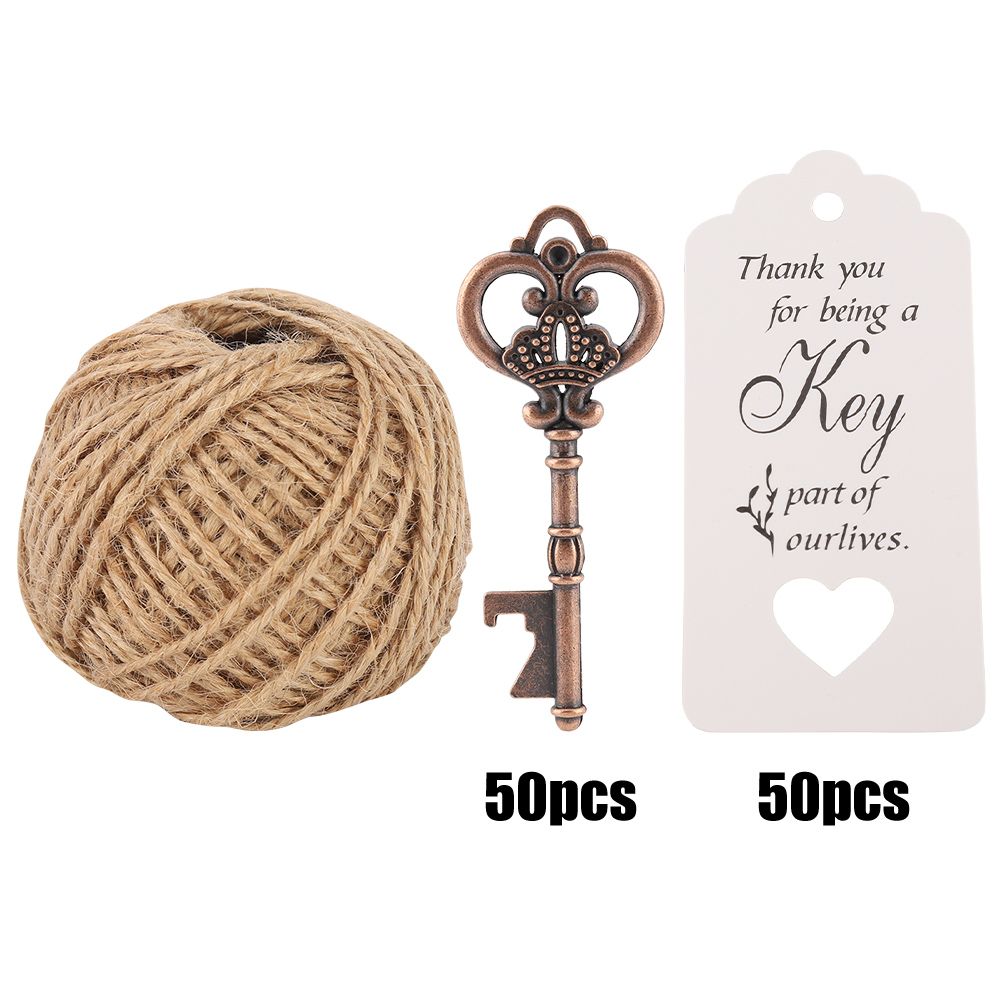 Key shaped Bottle Opener with Tag Card Twine for Wedding Guests Gift Party view 2