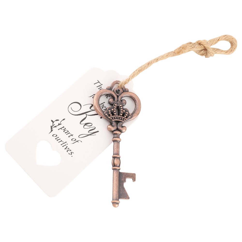Key shaped Bottle Opener with Tag Card Twine for Wedding Guests Gift Party view 3