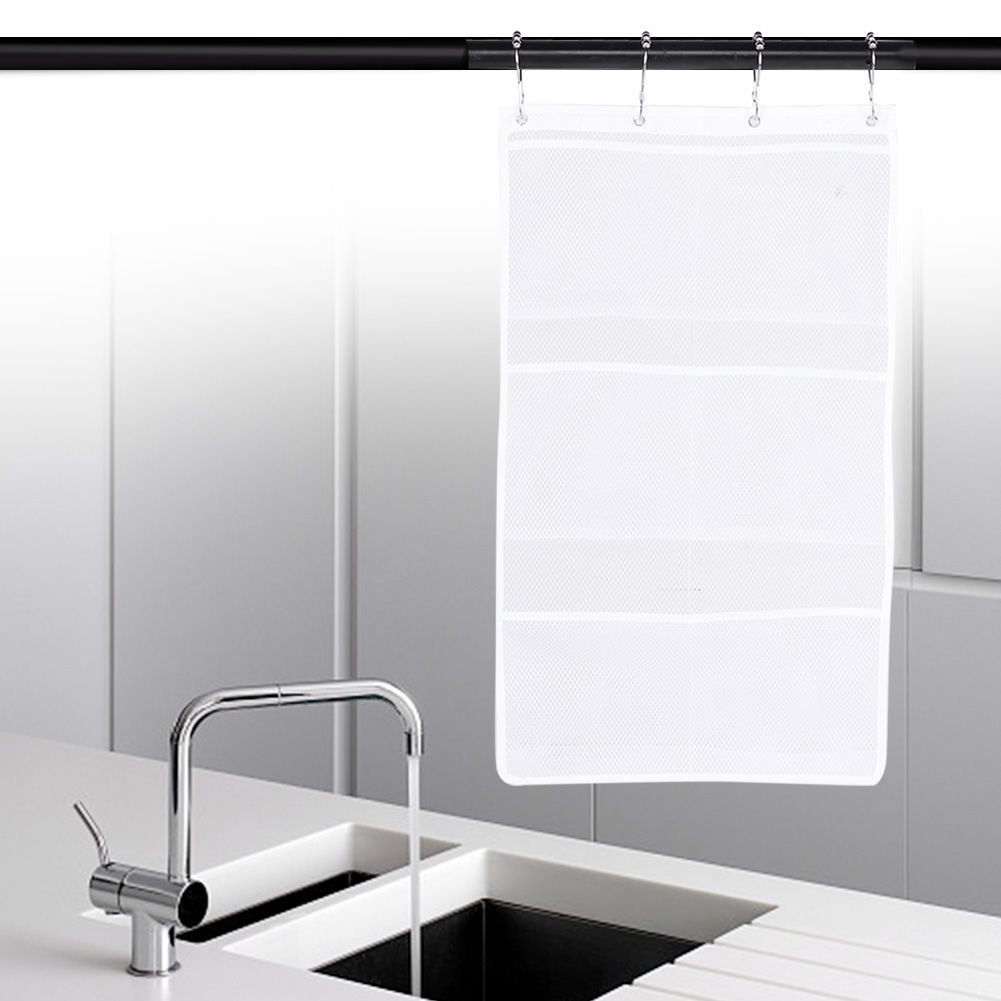 Bathroom Over the Door Hanging Mesh Pockets Storage Bag Holder with Hooks view 5
