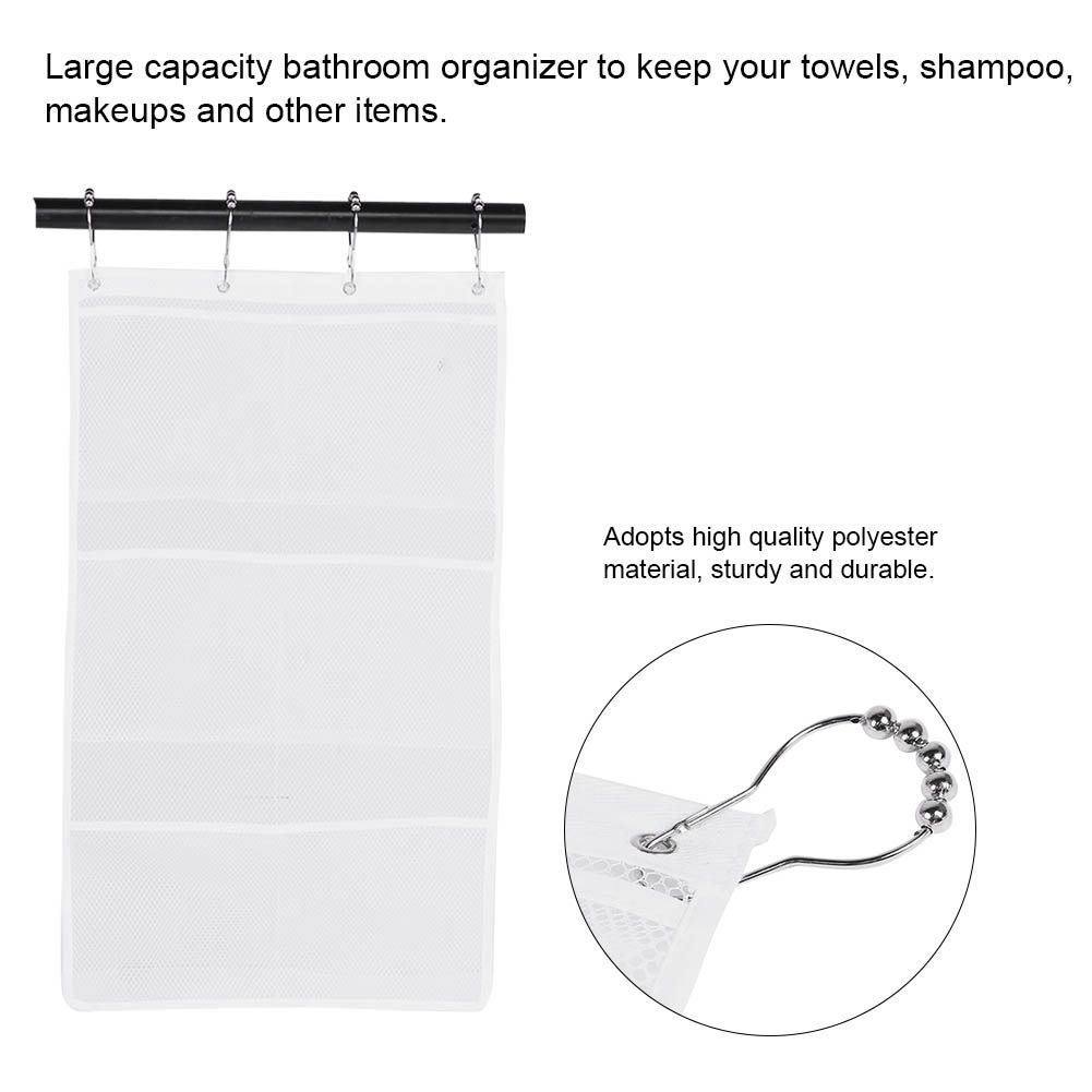 Bathroom Over the Door Hanging Mesh Pockets Storage Bag Holder with Hooks view 10