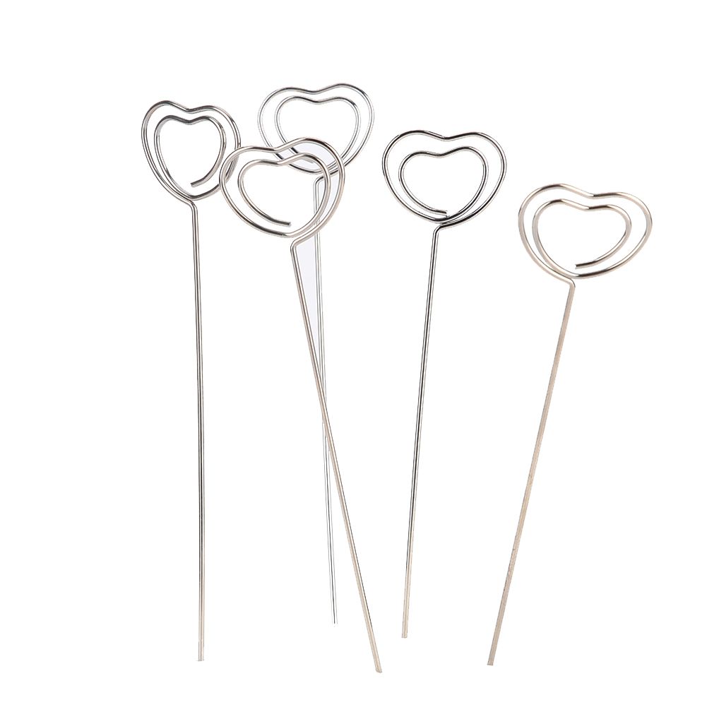 100Pcs Love Heart Shape Metal Wire Memo Card Picture Paper Note Display Clip view 4