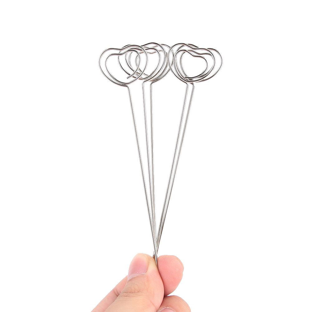 100Pcs Love Heart Shape Metal Wire Memo Card Picture Paper Note Display Clip view 5