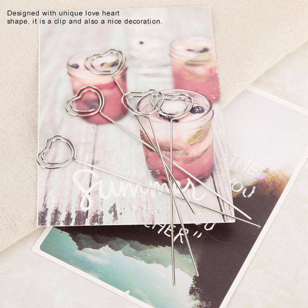 100Pcs Love Heart Shape Metal Wire Memo Card Picture Paper Note Display Clip view 9