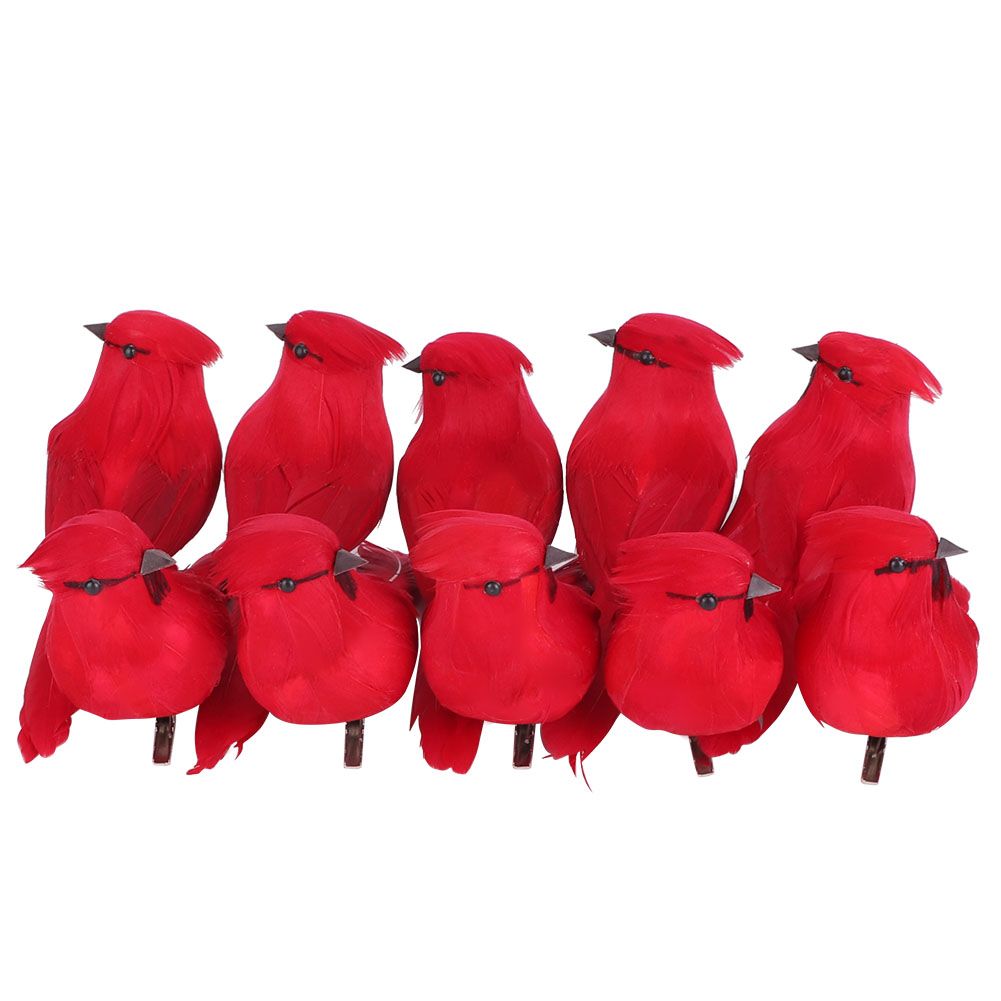 10Pcs Red Foam Handmade Artificial Simulated Bird Yard Lawn Garden Outdoor view 2