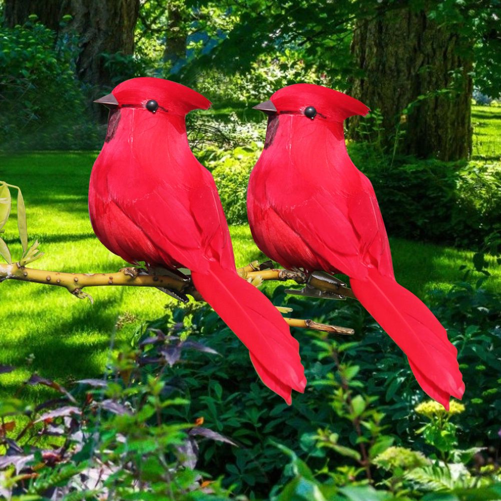 10Pcs Red Foam Handmade Artificial Simulated Bird Yard Lawn Garden Outdoor view 4