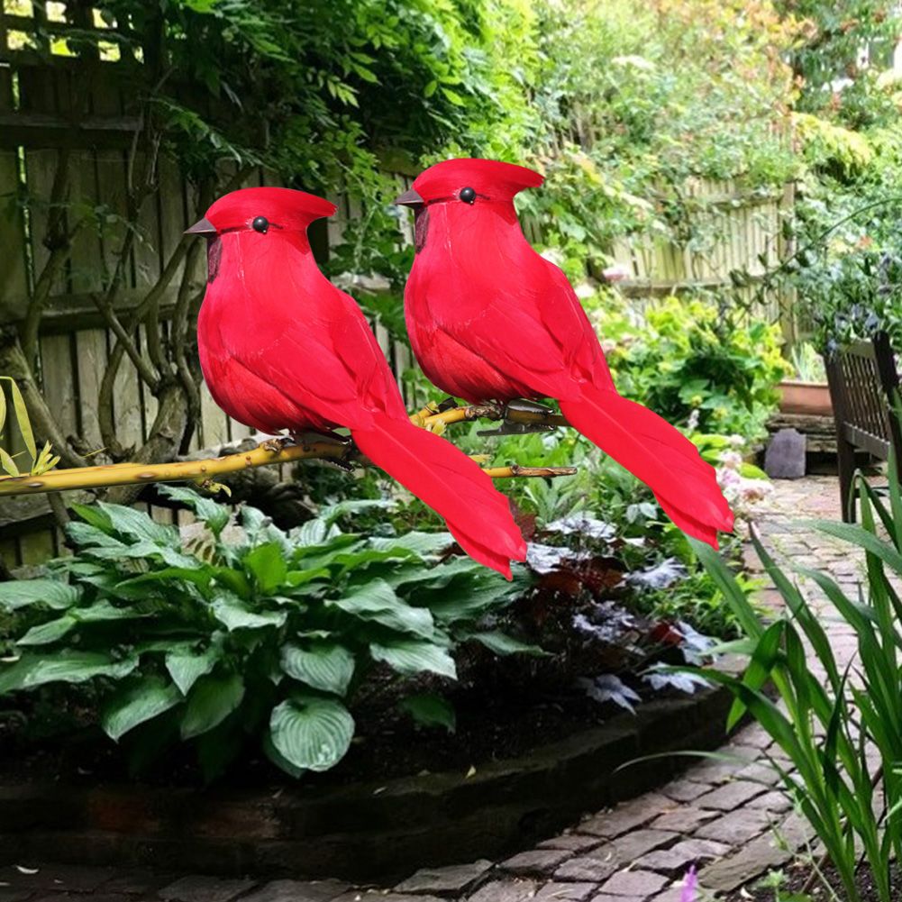 10Pcs Red Foam Handmade Artificial Simulated Bird Yard Lawn Garden Outdoor view 5