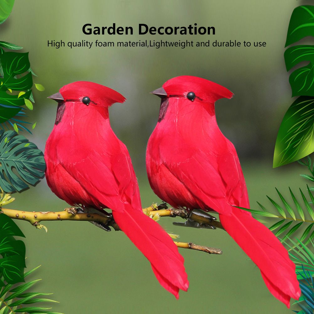 10Pcs Red Foam Handmade Artificial Simulated Bird Yard Lawn Garden Outdoor view 7