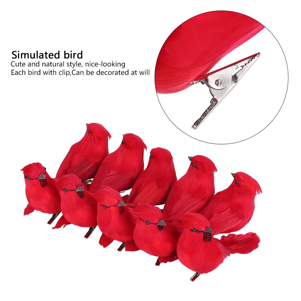 10Pcs Red Foam Handmade Artificial Simulated Bird Yard Lawn Garden Outdoor view 9