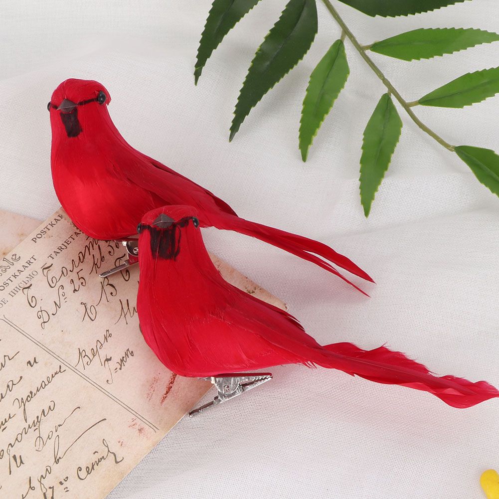 10Pcs Red Foam Handmade Artificial Simulated Bird Yard Lawn Garden Outdoor view 10
