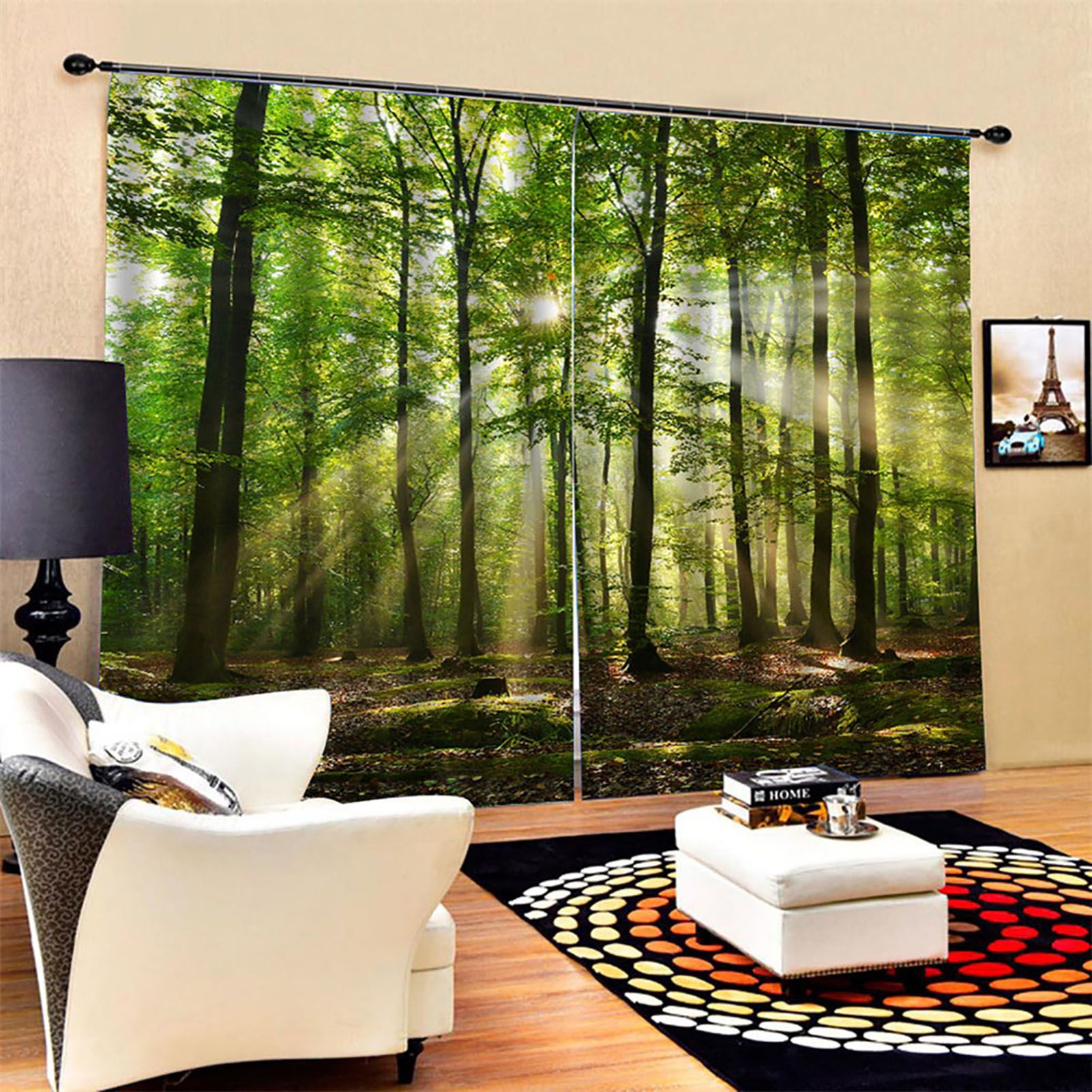 Forests Sunlight Printing Shading Curtains for Balcony Bedroom Drawing Room view 8