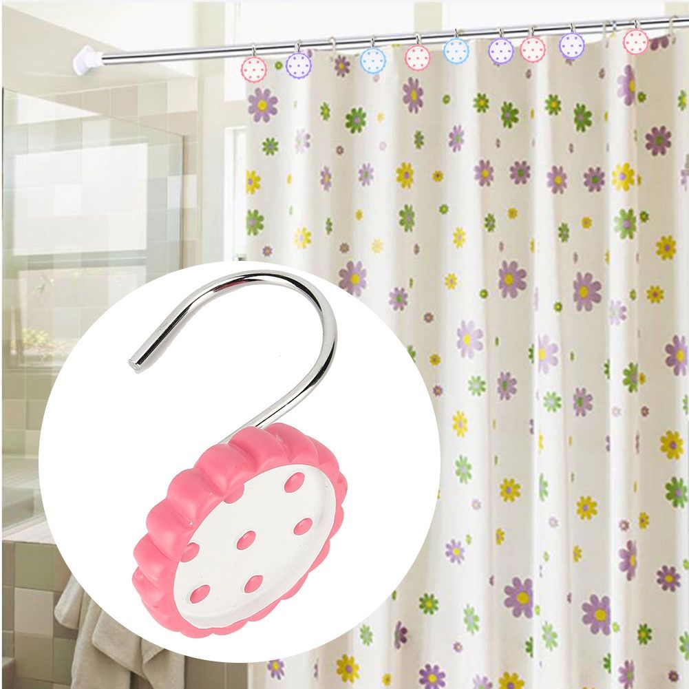12 Pcs Sunflower Shaped Resin Curtain Hook Decorative Hanger for Bath Shower view 4