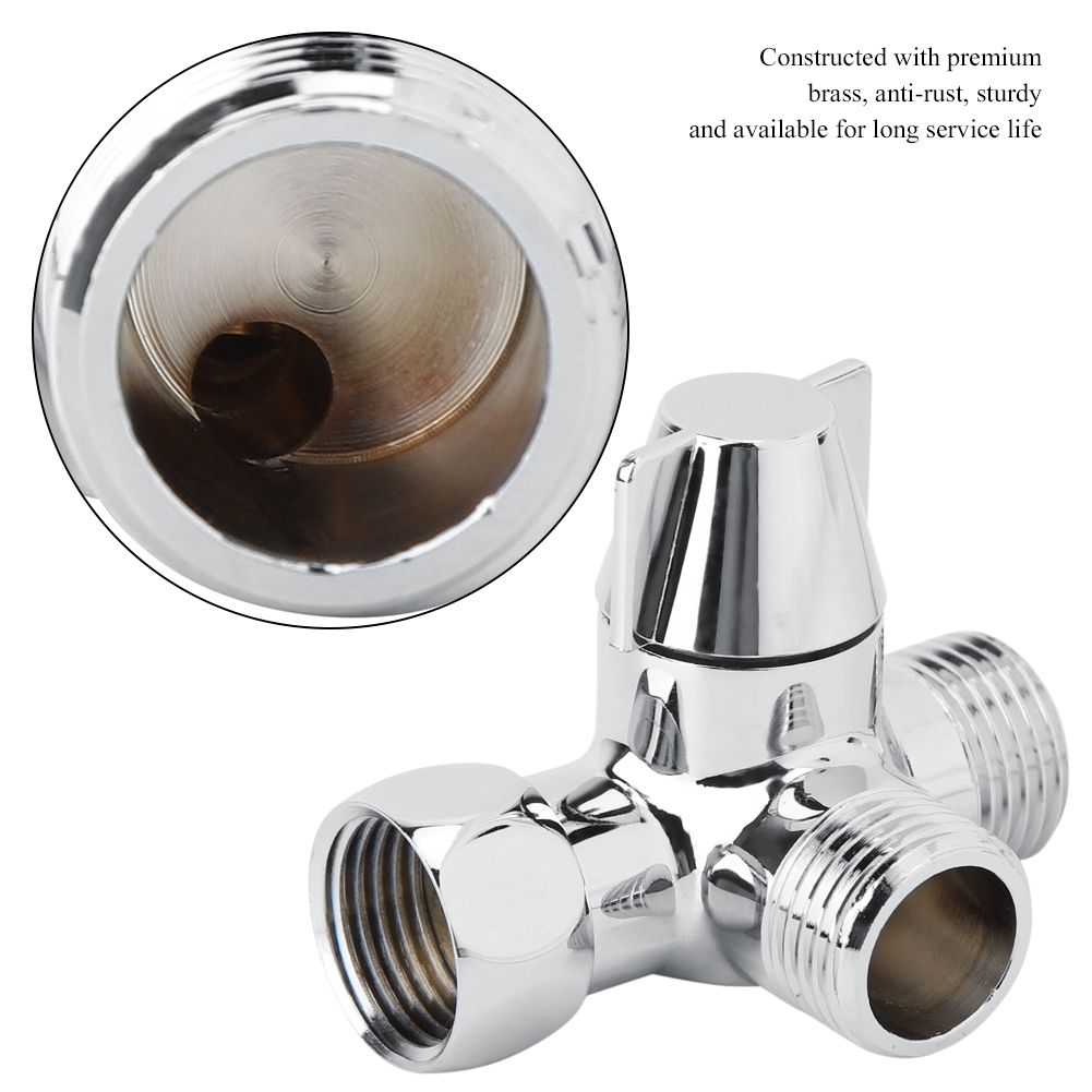G1/2" Shower Three way T shaped Adapter Water Diverter Connector Toilet Bidet view 8