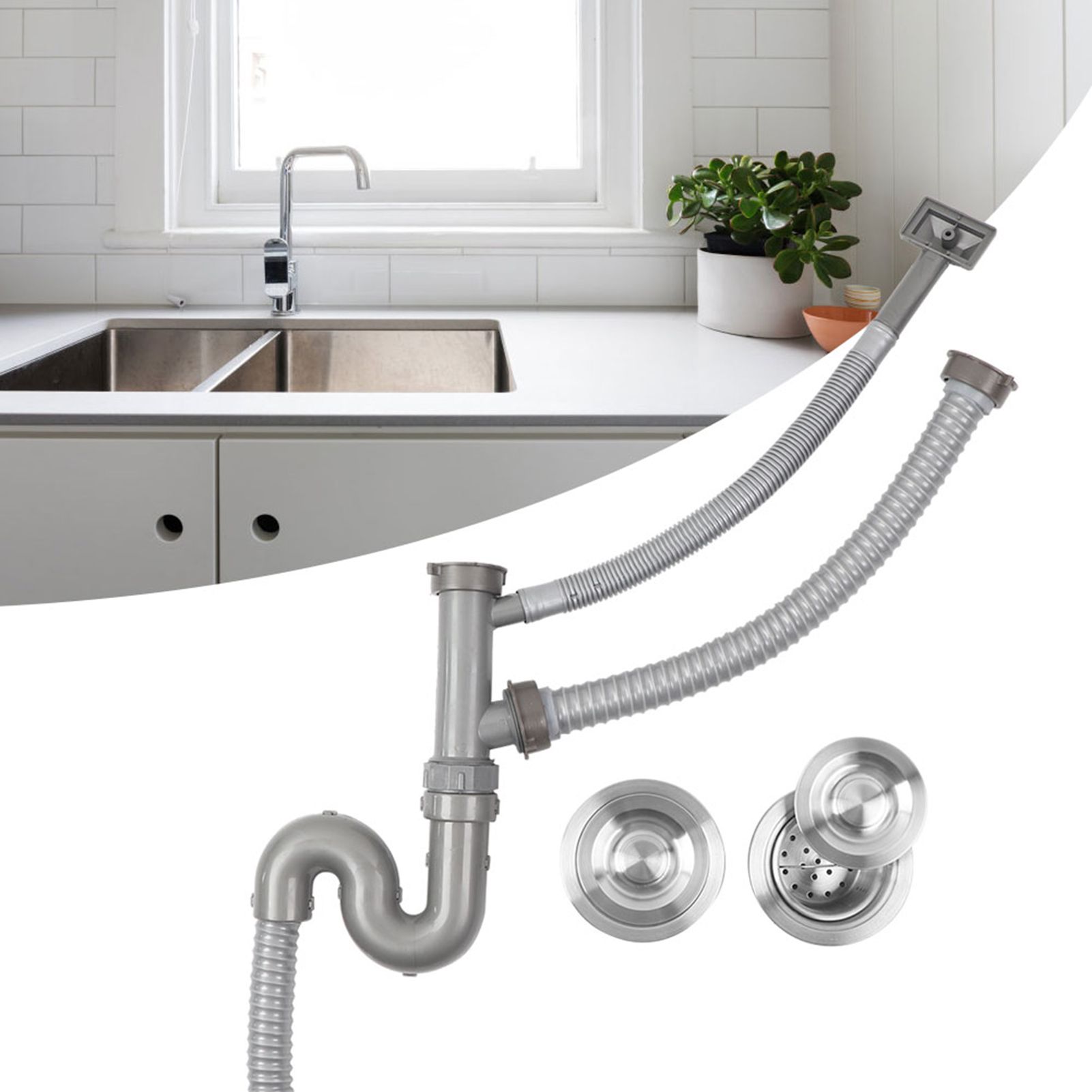 Stainless Steel S Bending Pipe Bathroom Basin Sink Water Drain Plug Draining Tool view 5