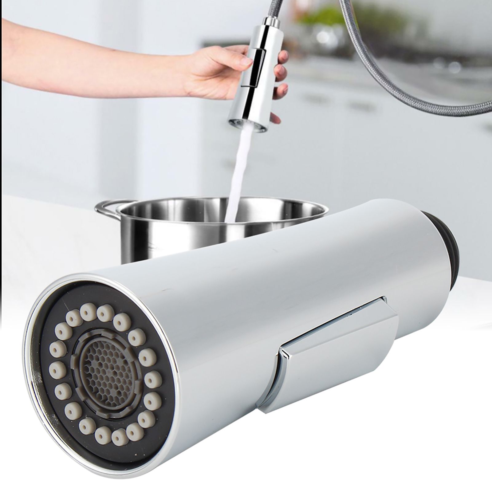 G1/2 Inch Pull Out Faucet Spray Head Kitchen Bathroom Shower Nozzle Electroplating view 3