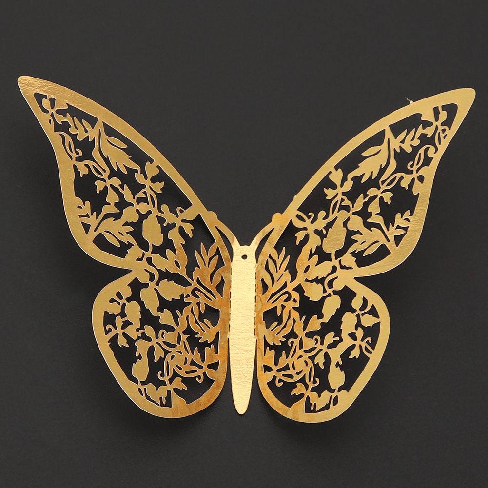 12Pcs 3D Hollow Butterfly Wall Stickers Metal Texture Living Room Bedroom Home view 7