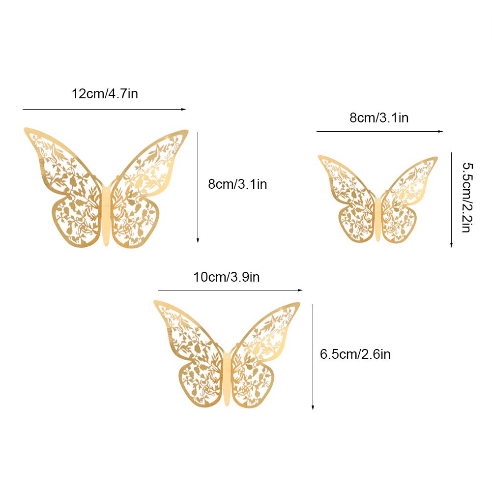 12Pcs 3D Hollow Butterfly Wall Stickers Metal Texture Living Room Bedroom Home view 10