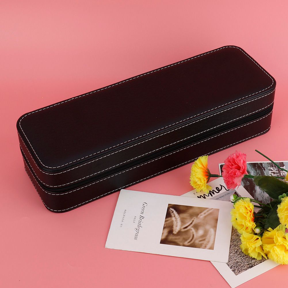 6 Slot PU Leather Watch Storage Case Organizer Display Box Separated Compartments