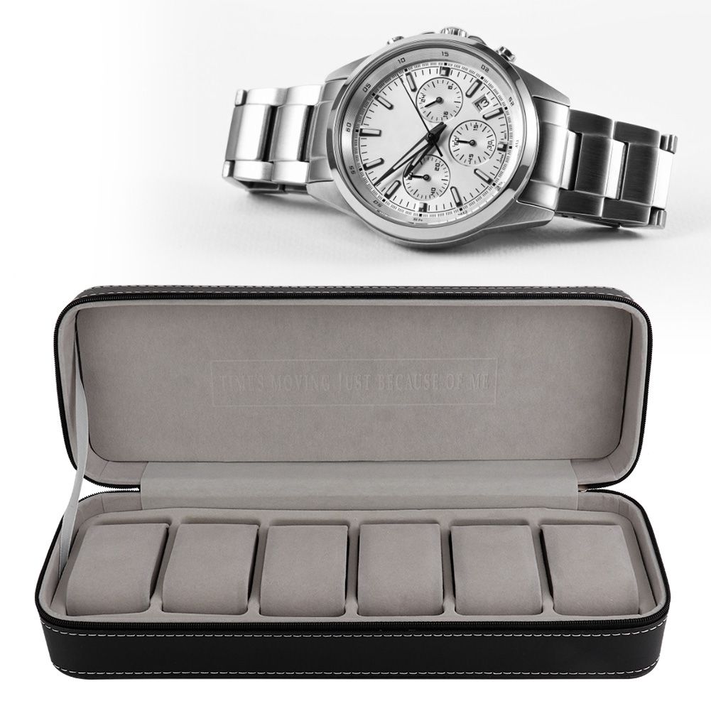 6 Slot PU Leather Watch Storage Case Organizer Display Box Separated Compartments view 4